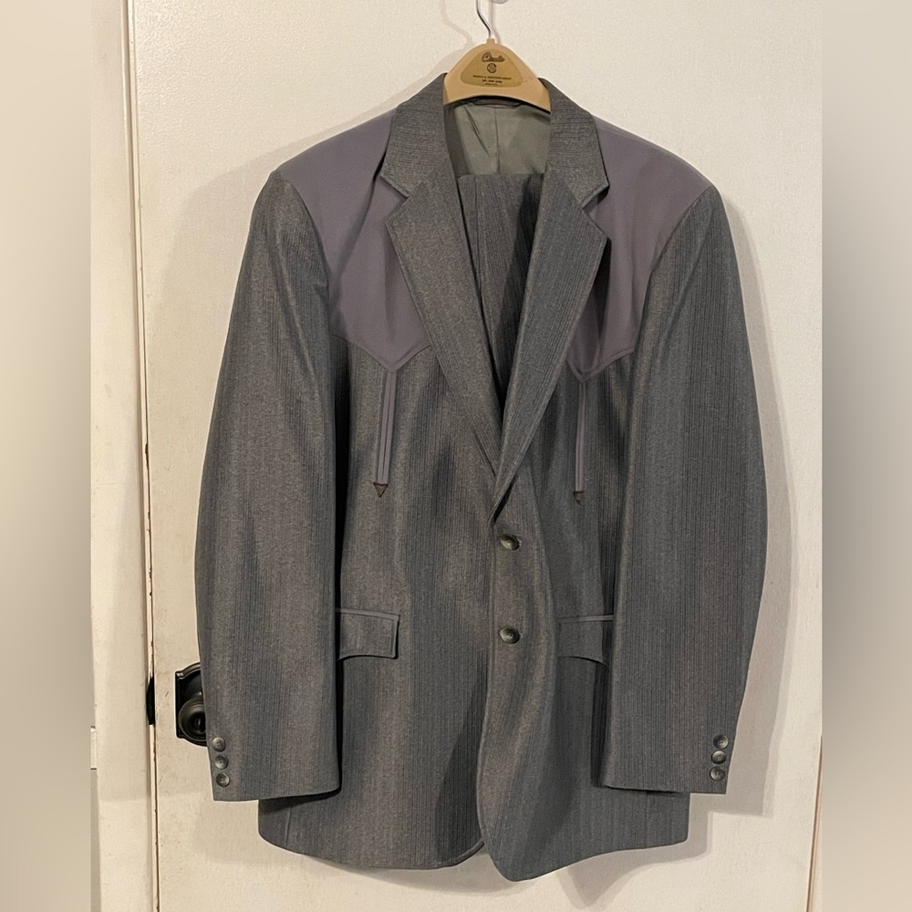 Circle S Sport Coat Mens 44L Gray Western Blazer Jacket and pants Dallas‎ Texas